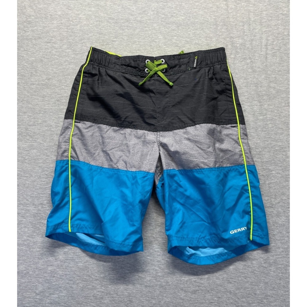 Gerry Swim Trunks Shorts Youth Boys XL-18/20 Multi Colorblock Drawstring Waist